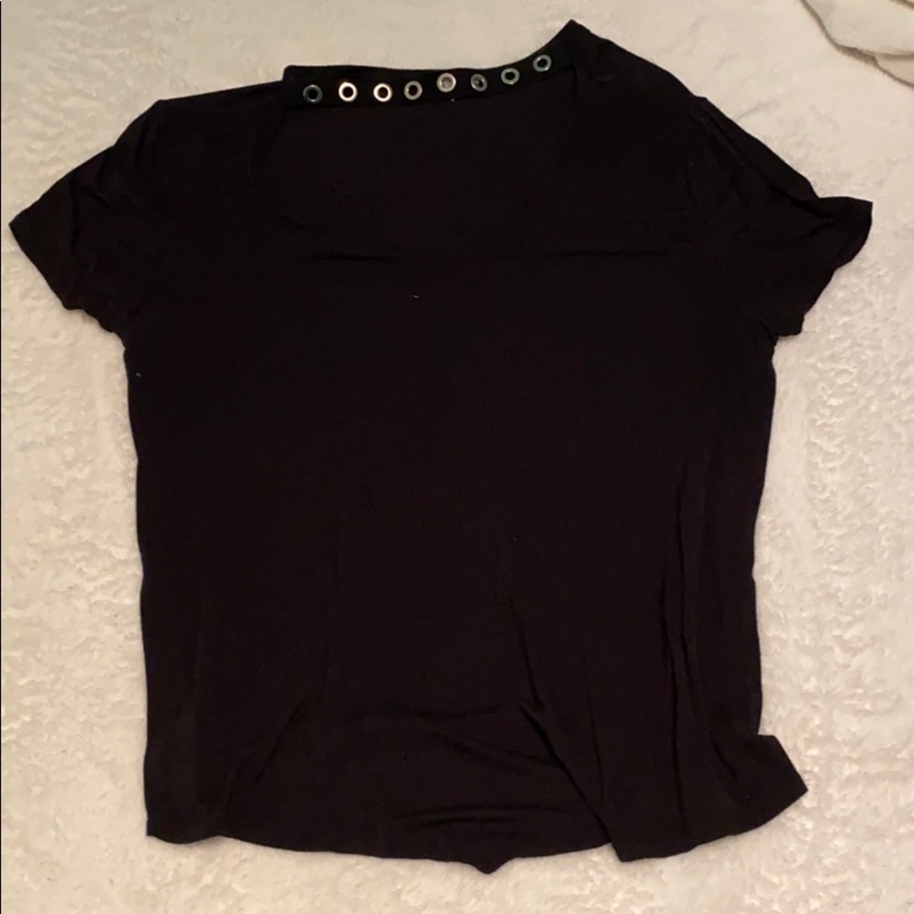 Black collar tee shirt